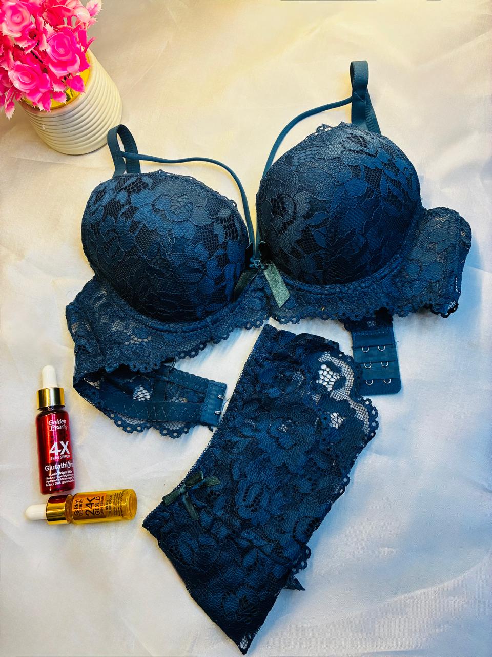 Floral Lace Push Up Bra & Panty Set Luxury