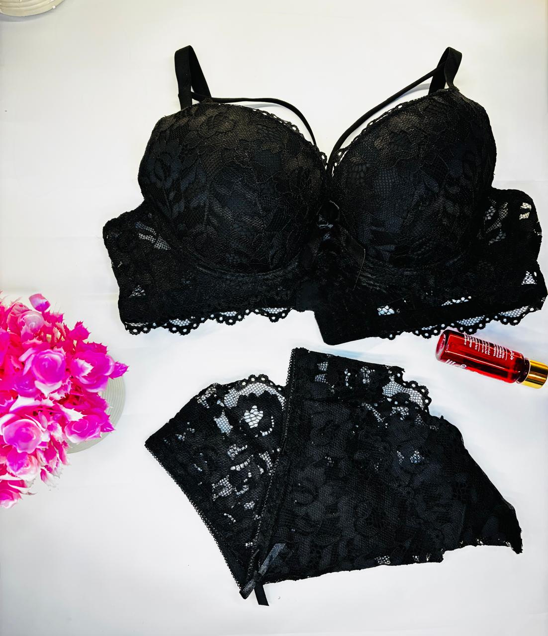 Floral Lace Push Up Bra & Panty Set Luxury