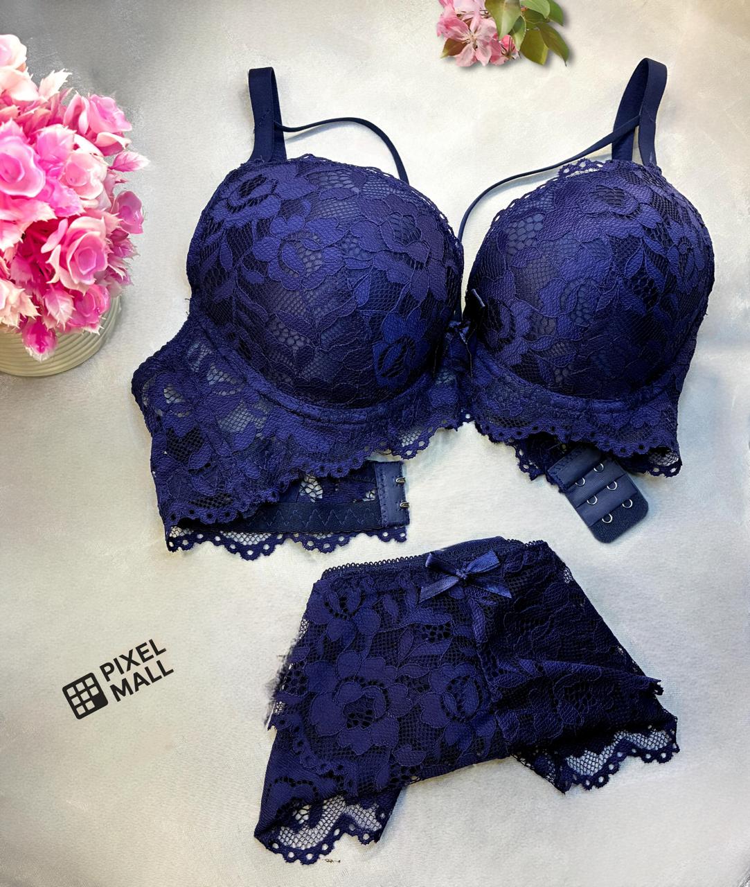 Floral Lace Push Up Bra & Panty Set Luxury