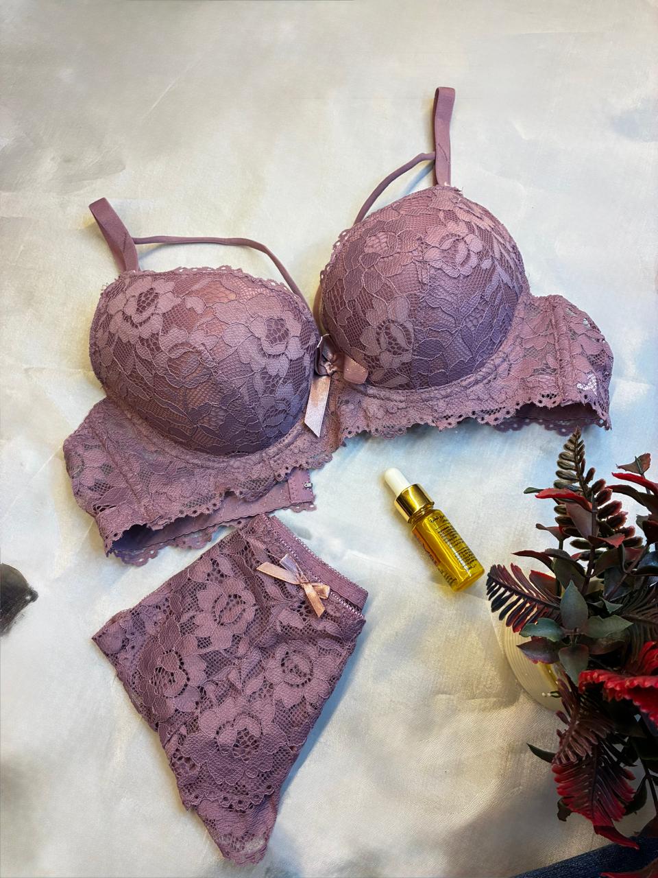 Floral Lace Push Up Bra & Panty Set Luxury