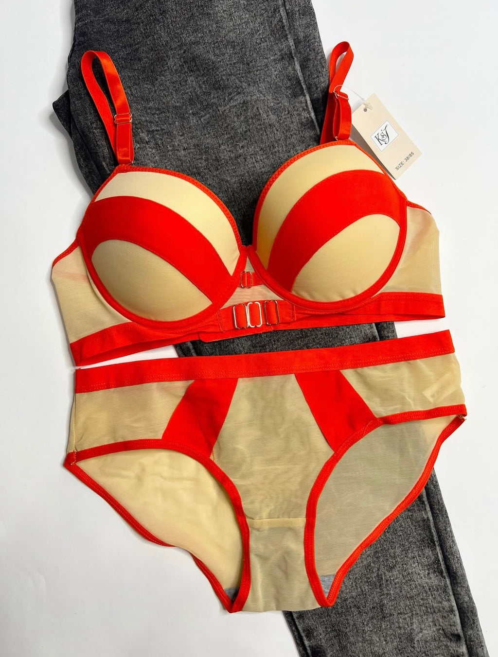 Push Up Bra & Panty Set Padded Mesh Lingerie
