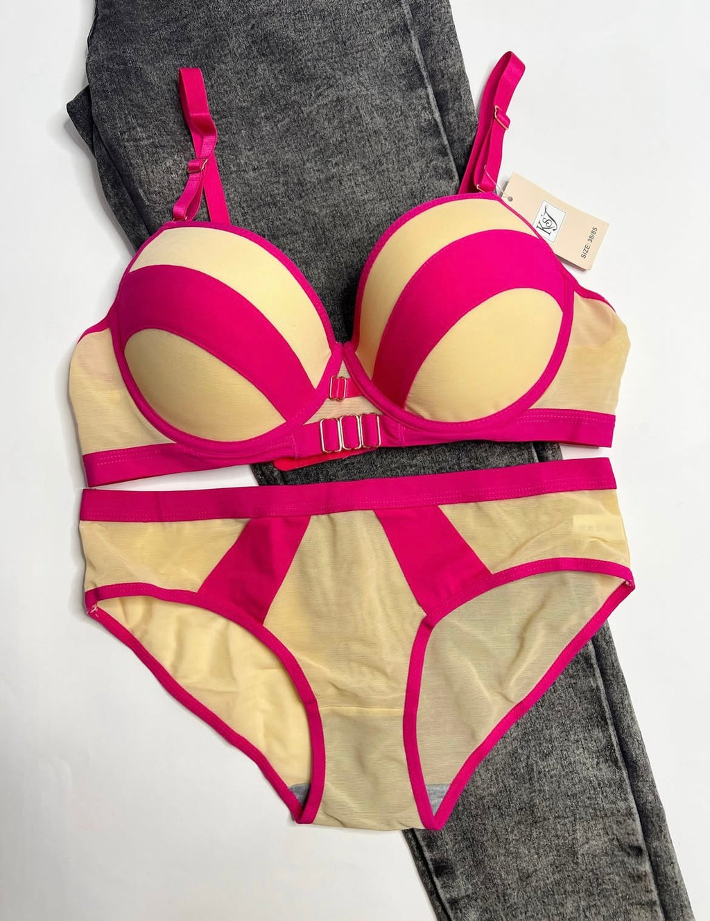 Push Up Bra & Panty Set Padded Mesh Lingerie