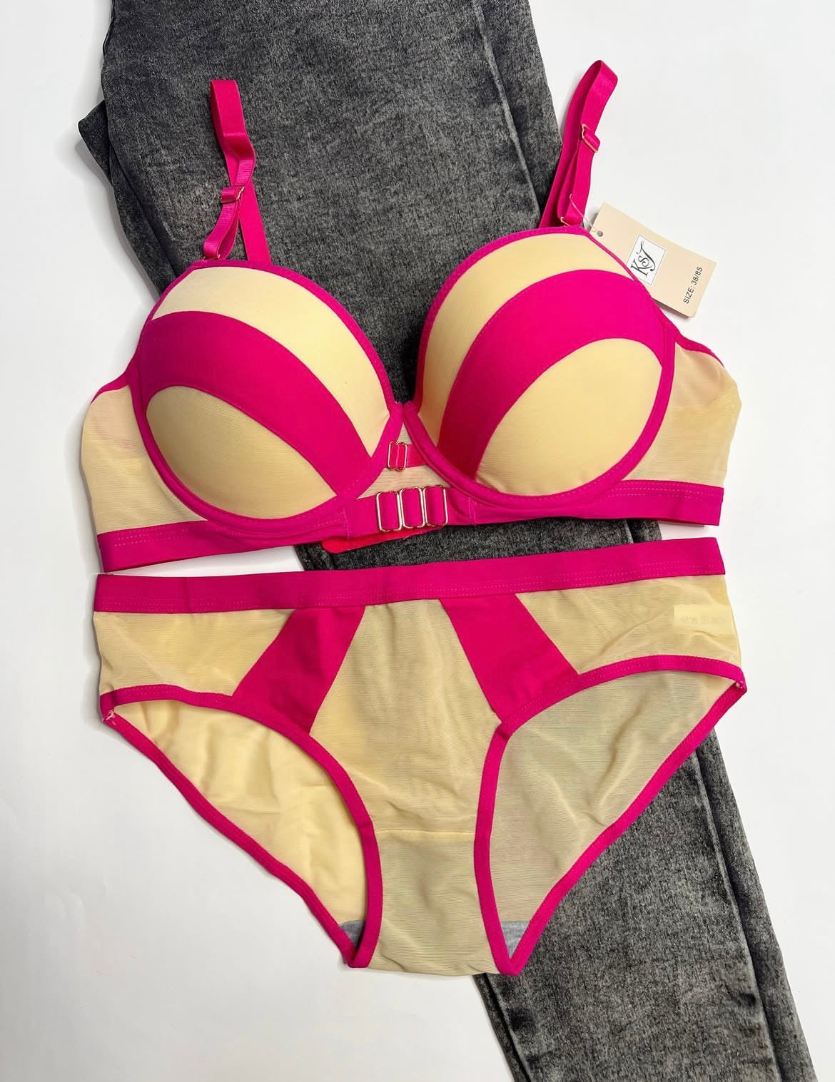 Push Up Bra & Panty Set Padded Mesh Lingerie