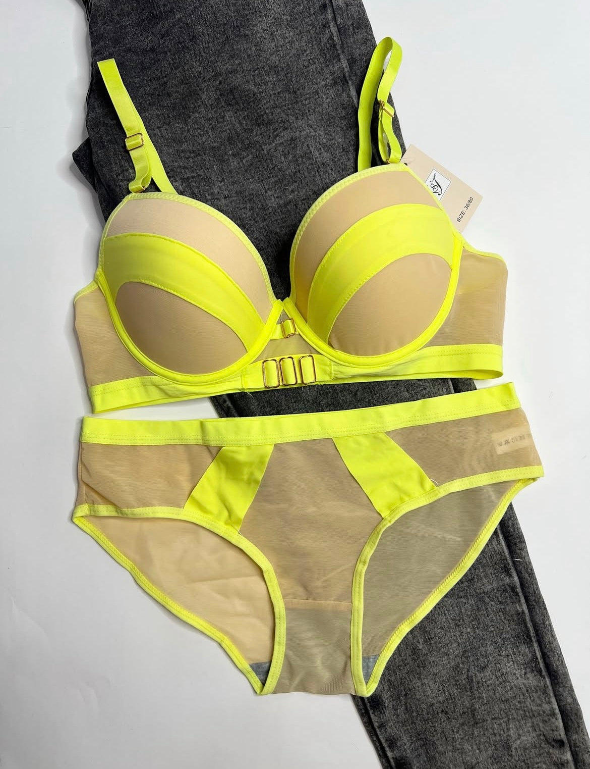 Push Up Bra & Panty Set Padded Mesh Lingerie