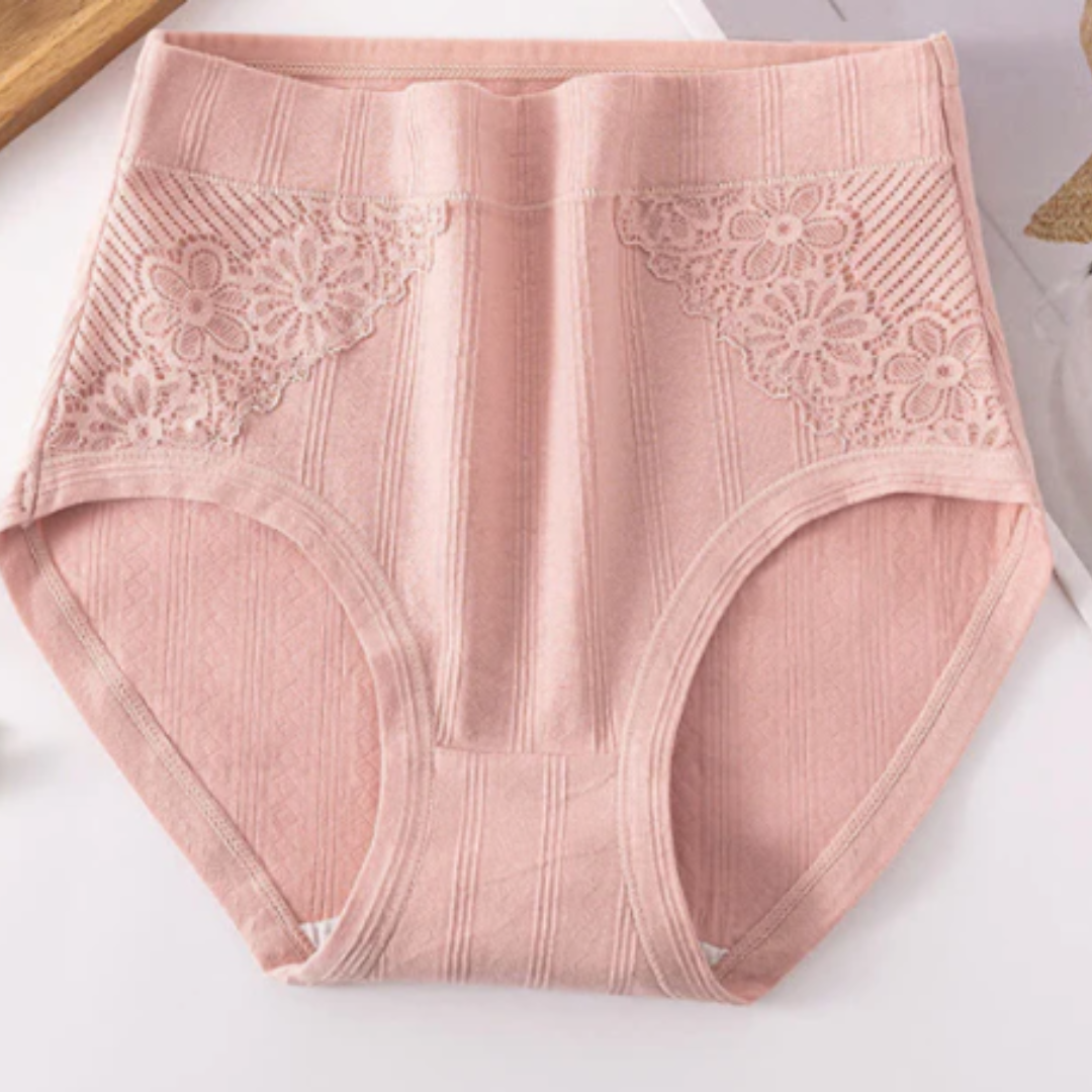 Brief Panties Soft Breathable Full Coverage Lace Trim Underwear