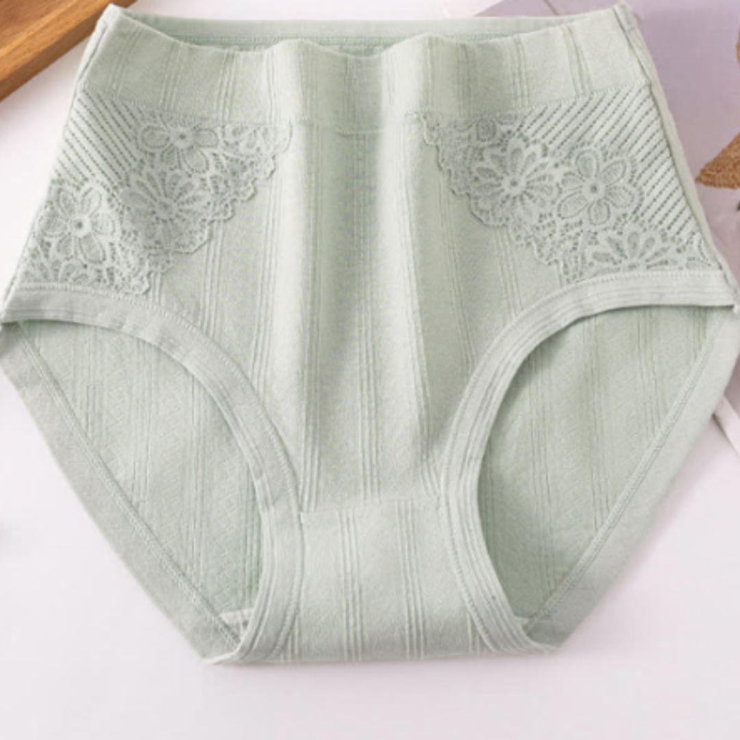 Brief Panties Soft Breathable Full Coverage Lace Trim Underwear