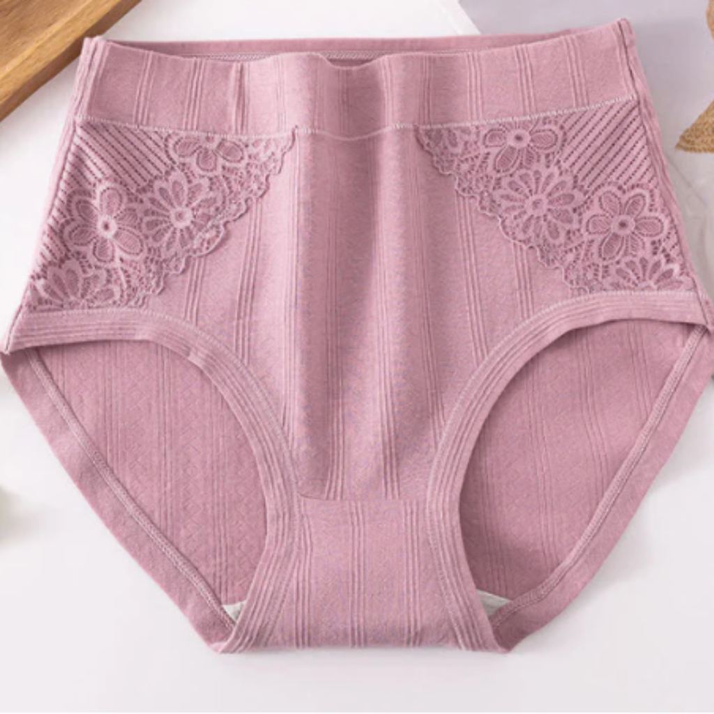Brief Panties Soft Breathable Full Coverage Lace Trim Underwear
