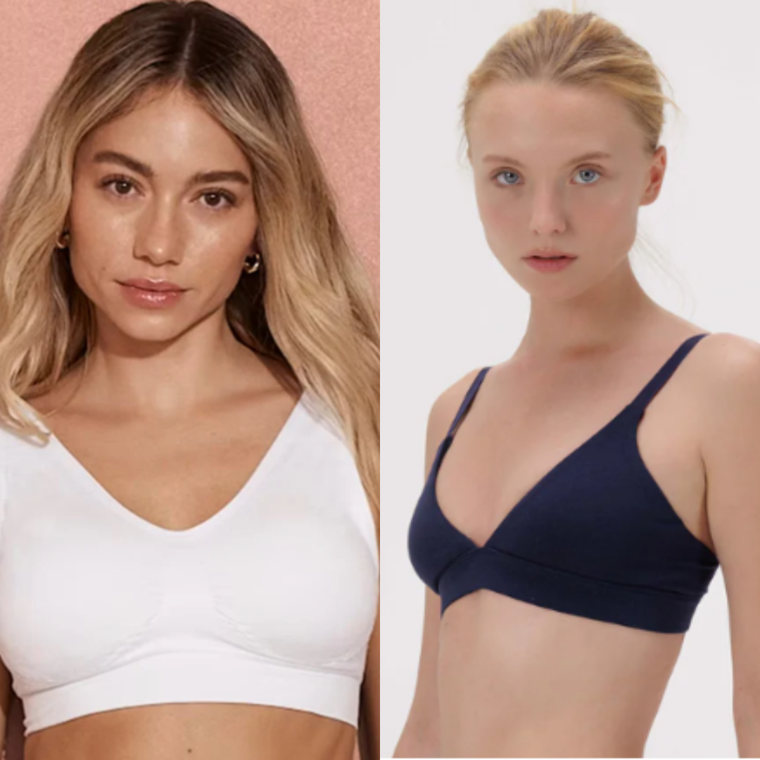Packof 2 Seamless Wireless Bralette Set Soft Stretch V-Neck Comfort Bras Everyday Lightweight