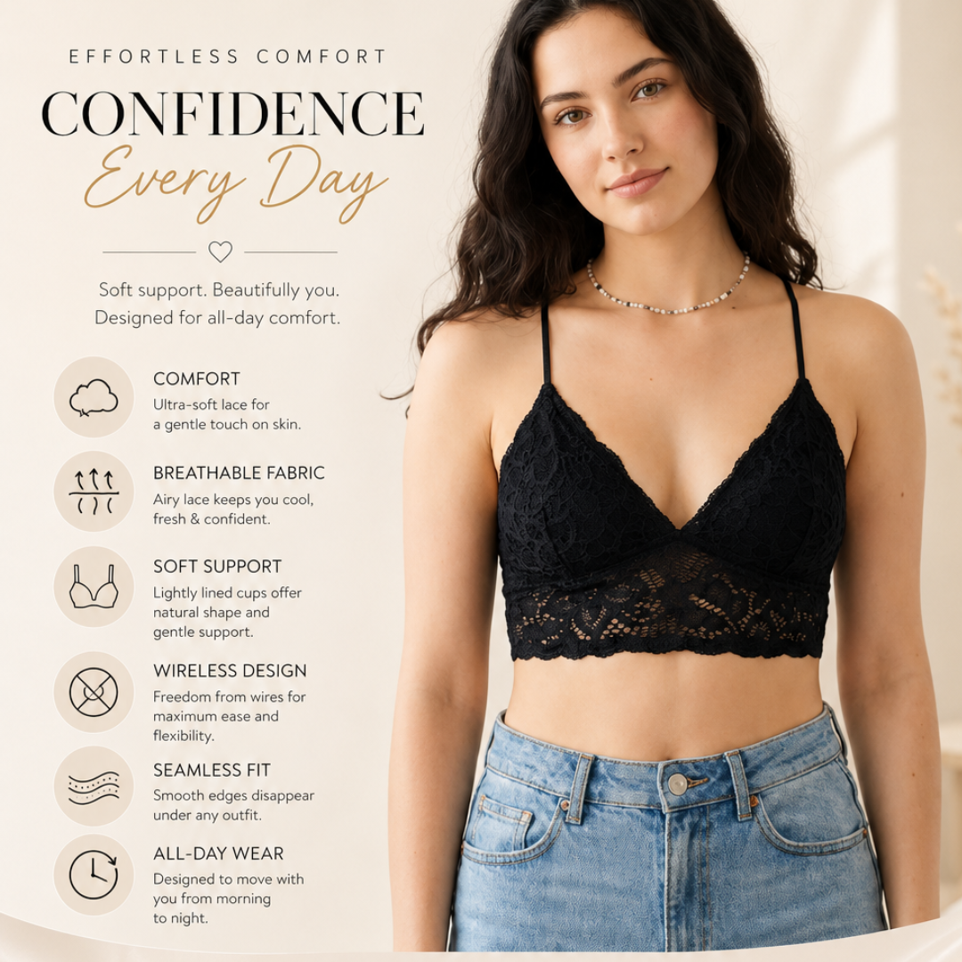 Crop Top Bra, Cross Back Lingerie Lace Bralette