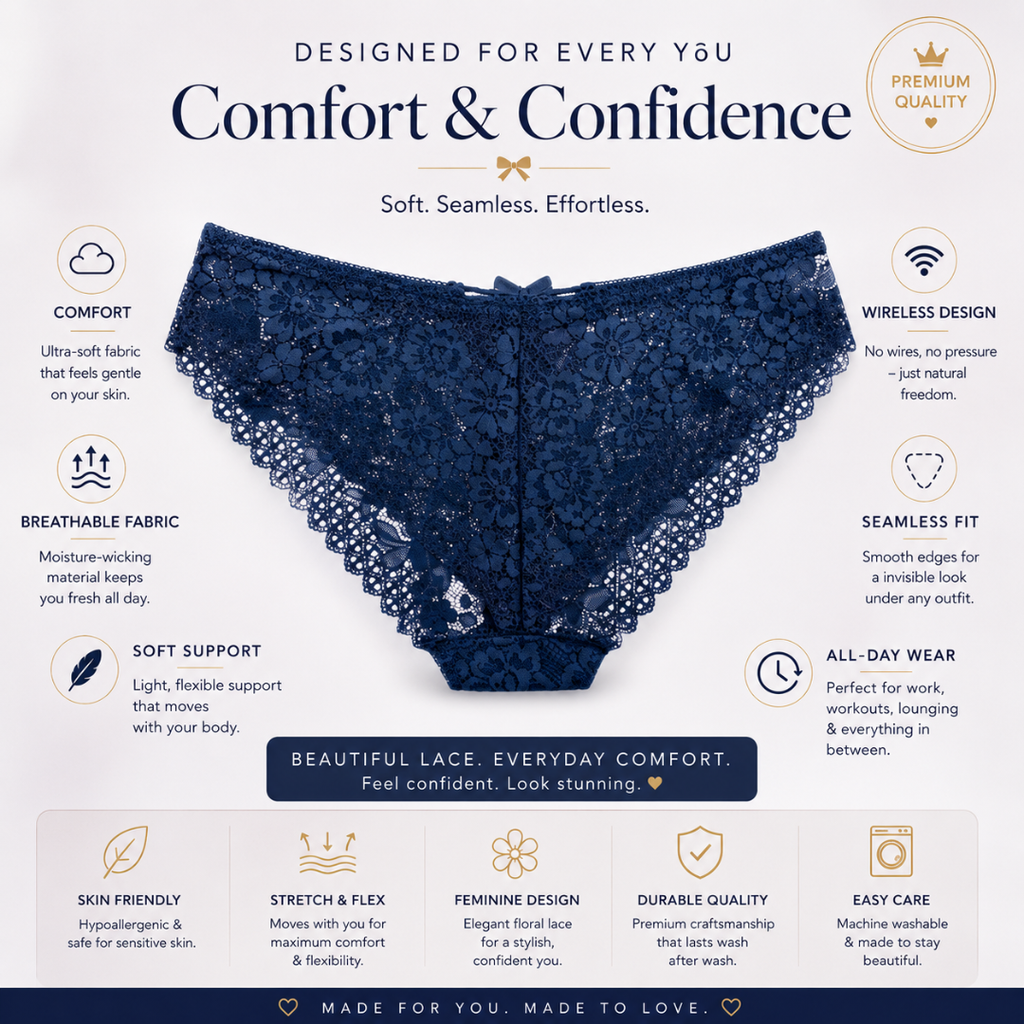Floral Lace Bikini Panties Soft Breathable Low Rise