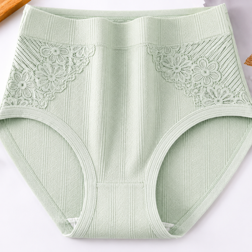 Brief Panties Soft Breathable Full Coverage Lace Trim Underwear