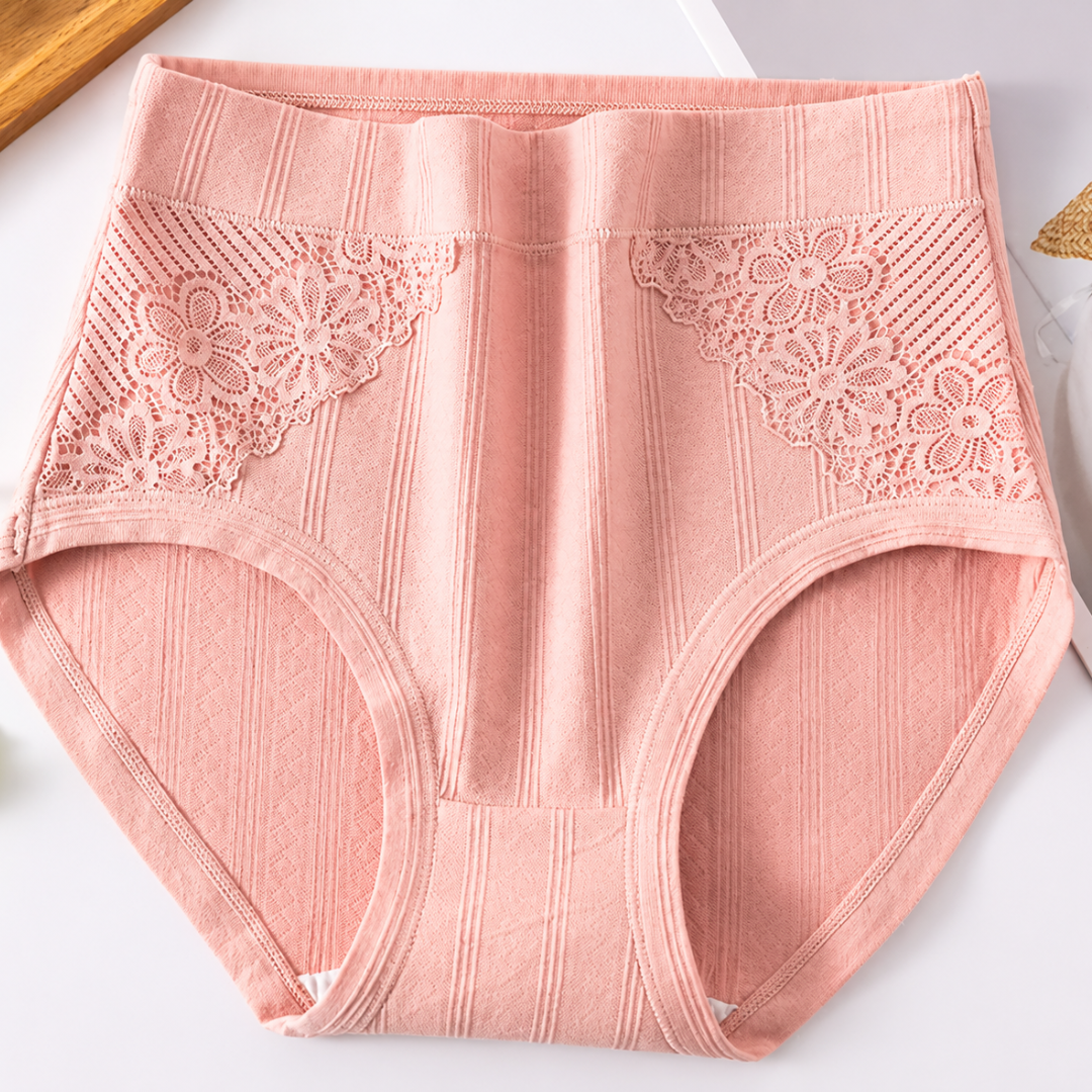 Brief Panties Soft Breathable Full Coverage Lace Trim Underwear