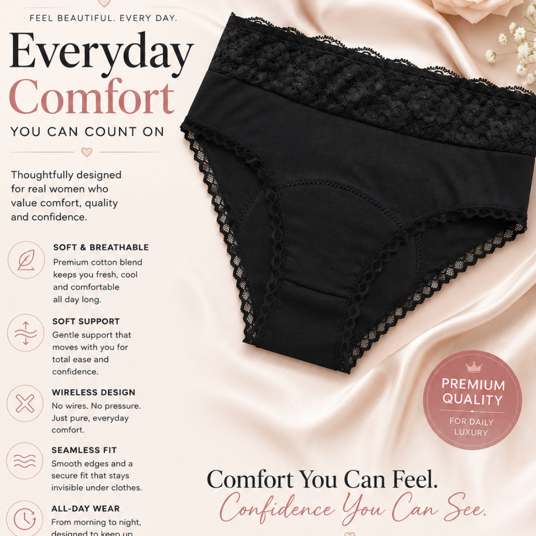 Black Lace Bralette & Panty Set Soft Comfortable Bra and Matching Briefs