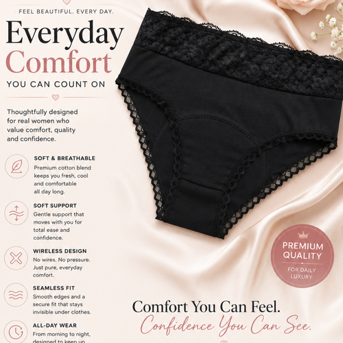 Black Lace Bralette & Panty Set Soft Comfortable Bra and Matching Briefs