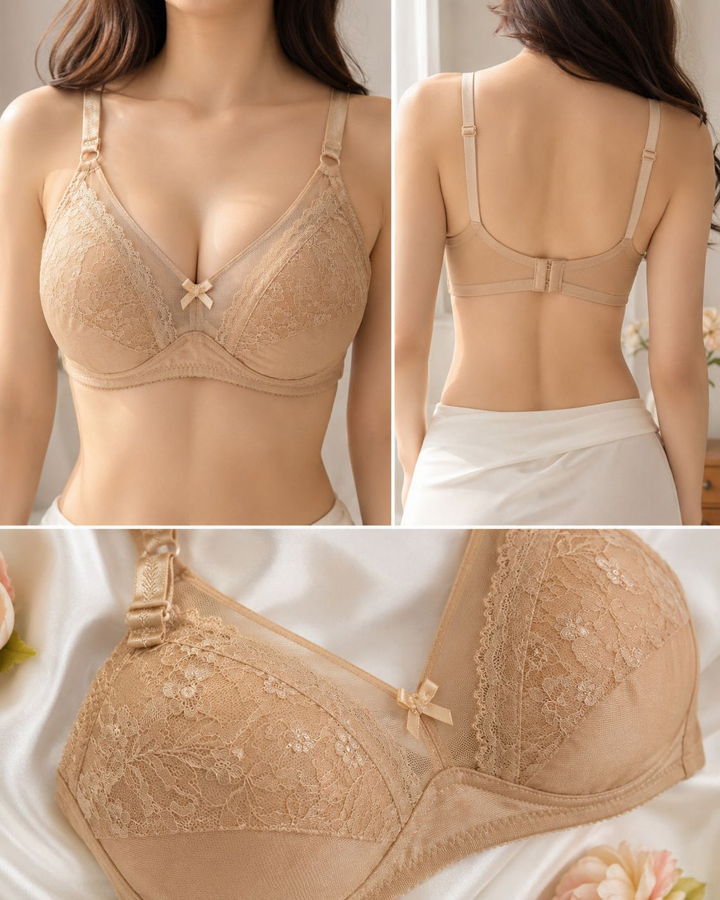 Lace Full Coverage Wireless Bra Soft Support Non-Padded Everyday Comfort