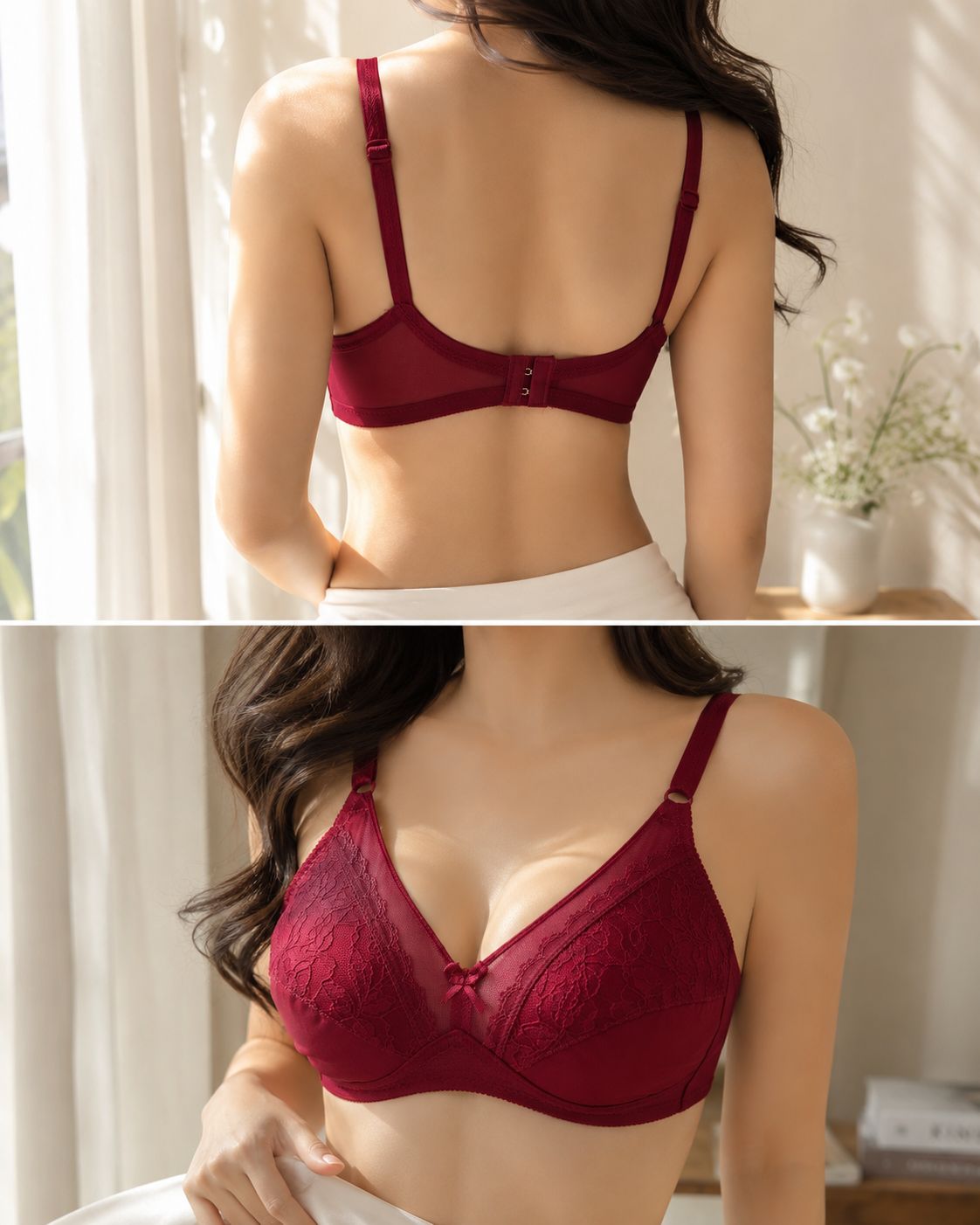 Lace Full Coverage Wireless Bra Soft Support Non-Padded Everyday Comfort