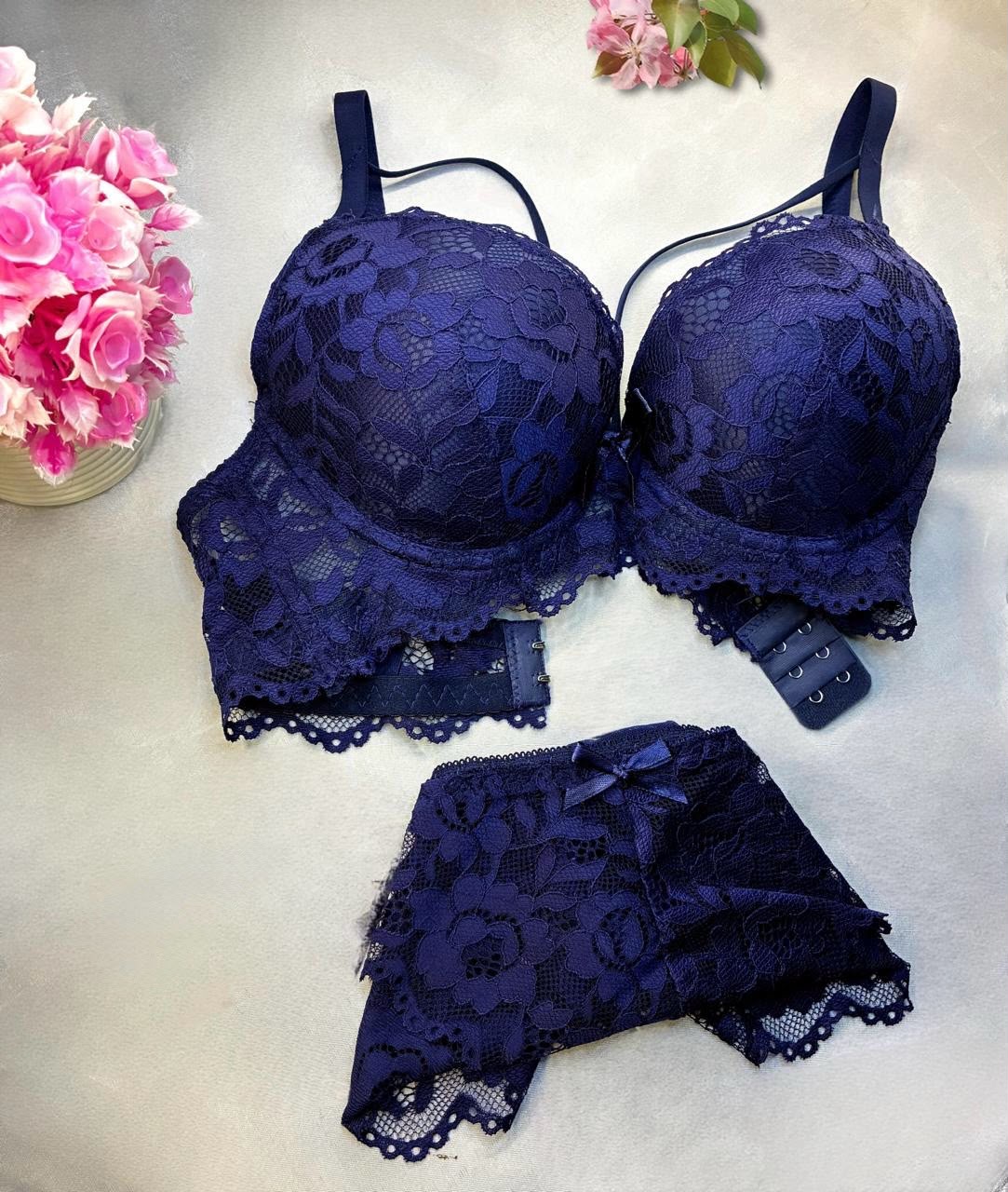 Floral Lace Push Up Bra & Panty Set Luxury
